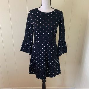 Ann Taylor LOFT Navy Blue Print Star Sunshine Dress Size 0